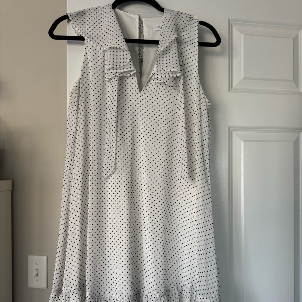 Calvin Klein White and Black Polka Dot Dress